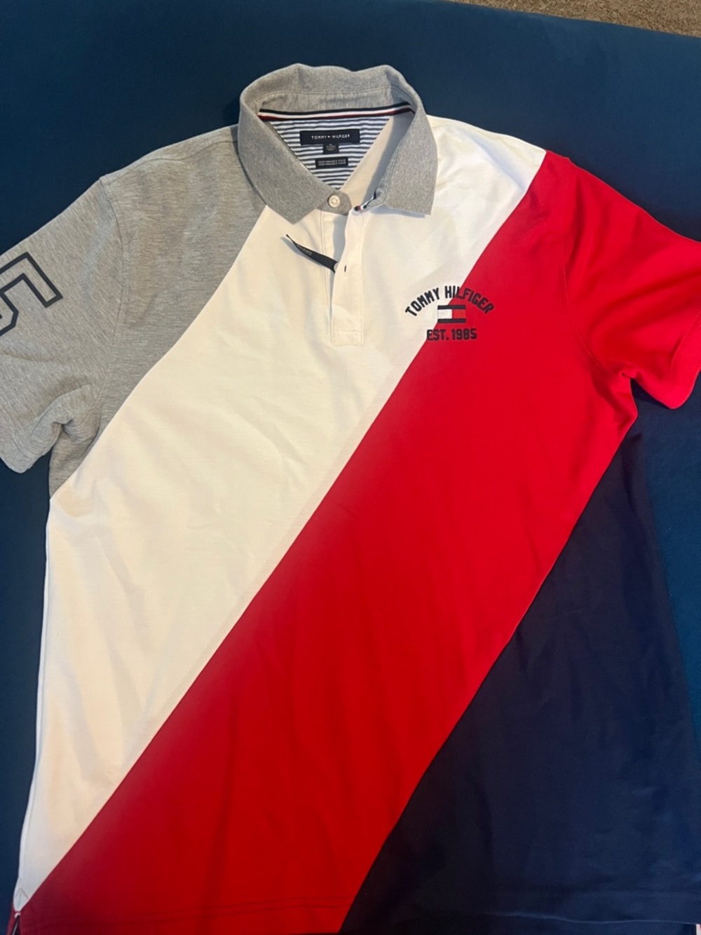 Tommy Hilfiger Men’s Tri-Color Polo Shirt - Red/White/Navy